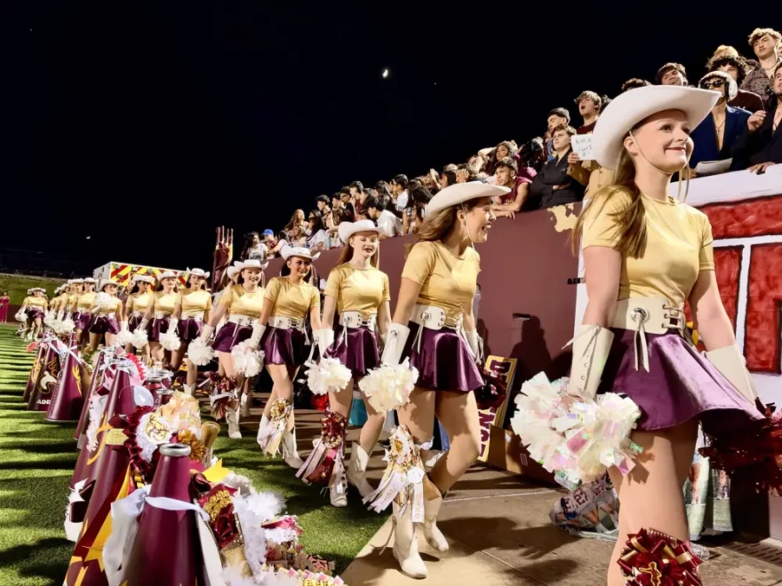 The Deer Park High School dance team walks out to the field for the halftime show. October 16, 2026.