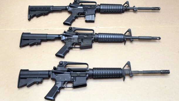 Three variations of the AR-15 rifle.