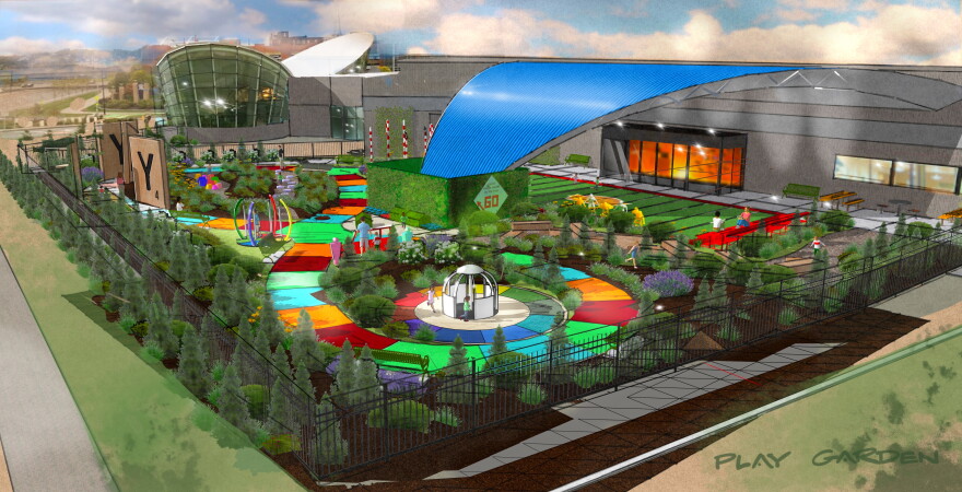 The Hasboro Game Park will be built on the south side of The Strong National Museum of Play, where the temporary entrance is today, is shown in this rendering.