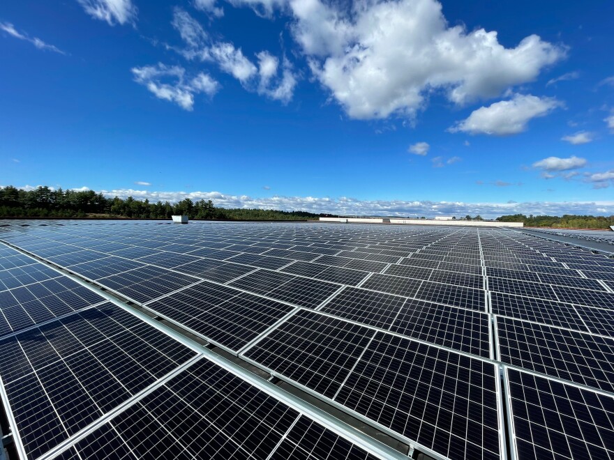 A solar array on the roof of the Associated Grocers of New England distribution facility.