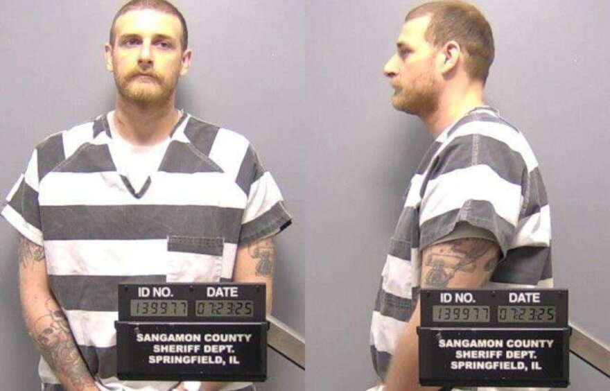 Sean Grayson’s mugshot a year ago after he was returned to Sangamon County from the Macon County Jail in 2025. 