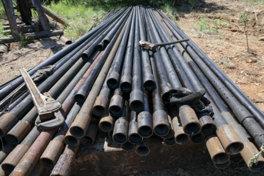 Pipe pulled from an abandoned well at the Lost Creek Ranch site.