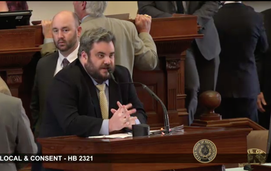 Rep. Jonathan Stickland, a Republican from Bedford, testifying against House Bill 906 on April 12, 2019.