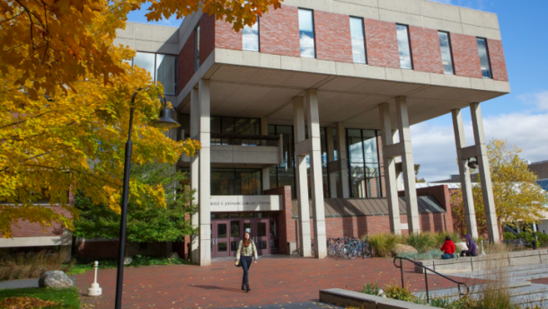 The entrance of the art gallery at Hampshire College, where many Div III or senior students display their final work.