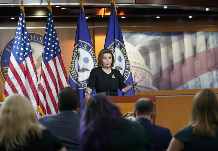 FILE - U.S. House Speaker Nancy Pelosi of Calif., speaks at her weekly press conference, July 14, 2022, on Capitol Hill in Washington. China will take “resolute and strong measures” should Pelosi proceed with reported plans for a visit to Taiwan, the Chinese Foreign Ministry said Tuesday, July 19, 2022. (AP Photo/Mariam Zuhaib, File)