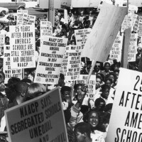 Schoolchildren and NAACP members parade in Washington, D.C., on May 17, 1979, the 25th anniversary of the U.S. Supreme Court's ruling that ended racial segregation in American schools.