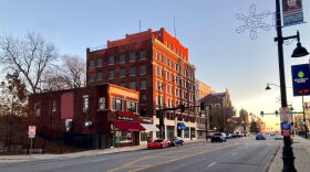  A line of red-brick buildings down 7th Street from the Unified Government City Hall and Wyandotte County Courthouse.