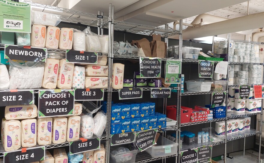 Items available inside Swoop's Food Pantry.