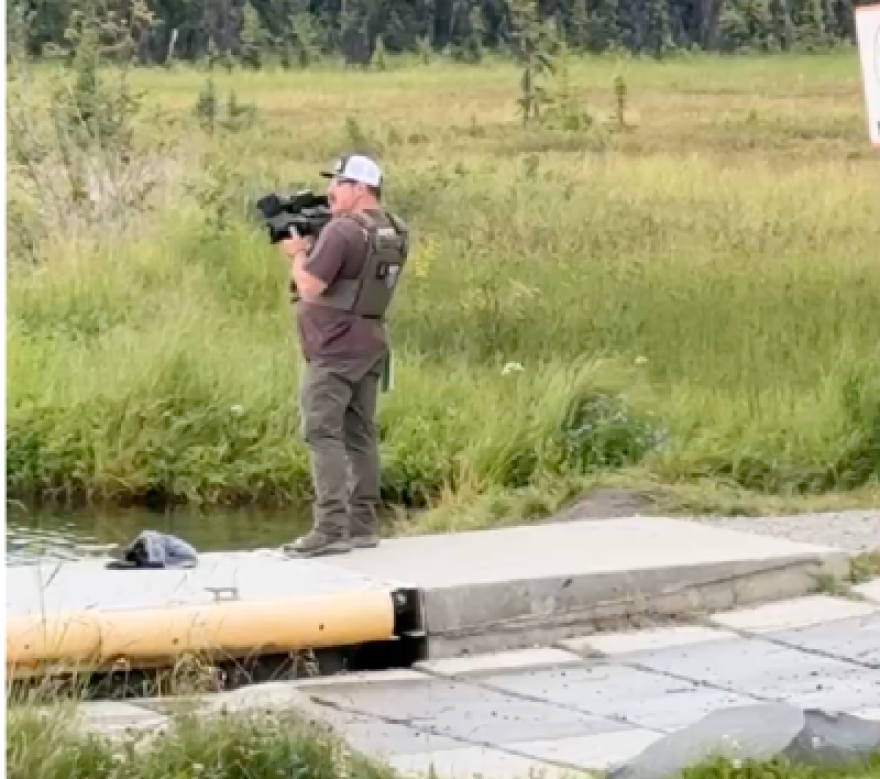 A cameraman spotted July 20, 2025 on an Alaska State Trooper patrol in Big Lake.