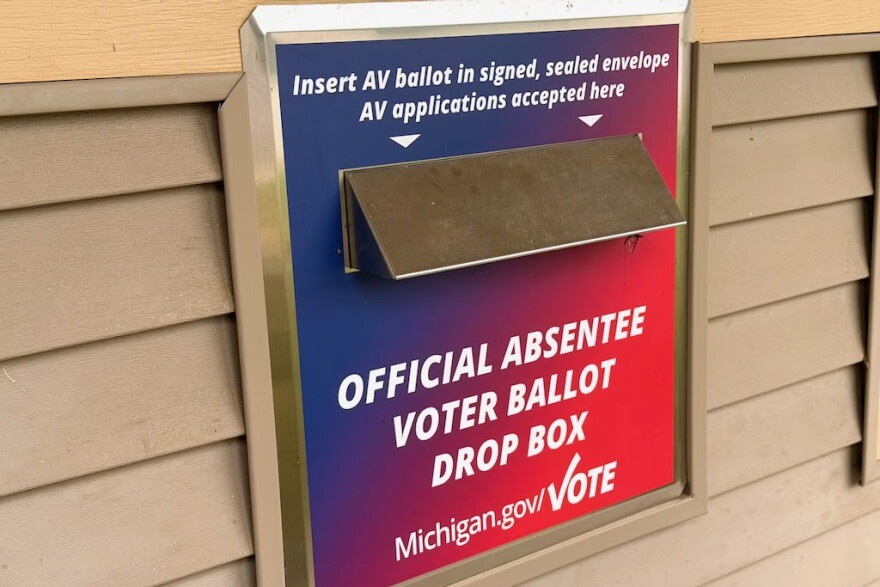 A ballot drop box in Kearney Township, Michigan. Voters in Antrim County and a number of other communities haven't gotten their ballots after officials missed a state deadline. (Photo: Hayley Harding / Votebeat)