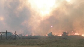 Extreme fire is seen burning through thick fuel during the Highway 322 fire (Dimmit County) in March 2008.