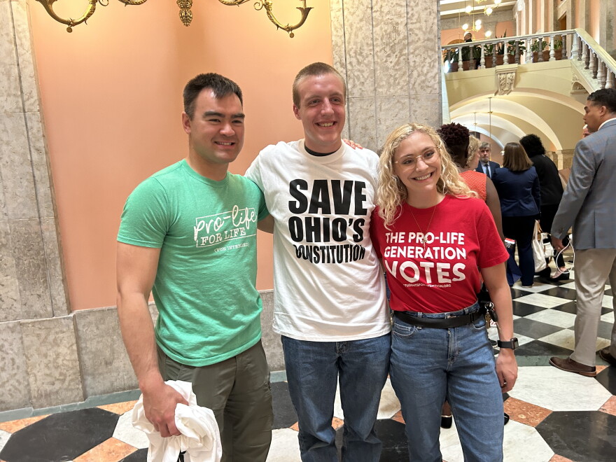 Supporters of the resolution who gathered at the Ohio Statehouse rotunda
