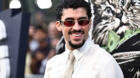 FILE - Benito Antonio Martinez Ocasio (aka Bad Bunny) appears at the premiere of "Caught Stealing" in New York on Aug. 26, 2025. (Photo by Evan Agostini/Invision/AP, File)