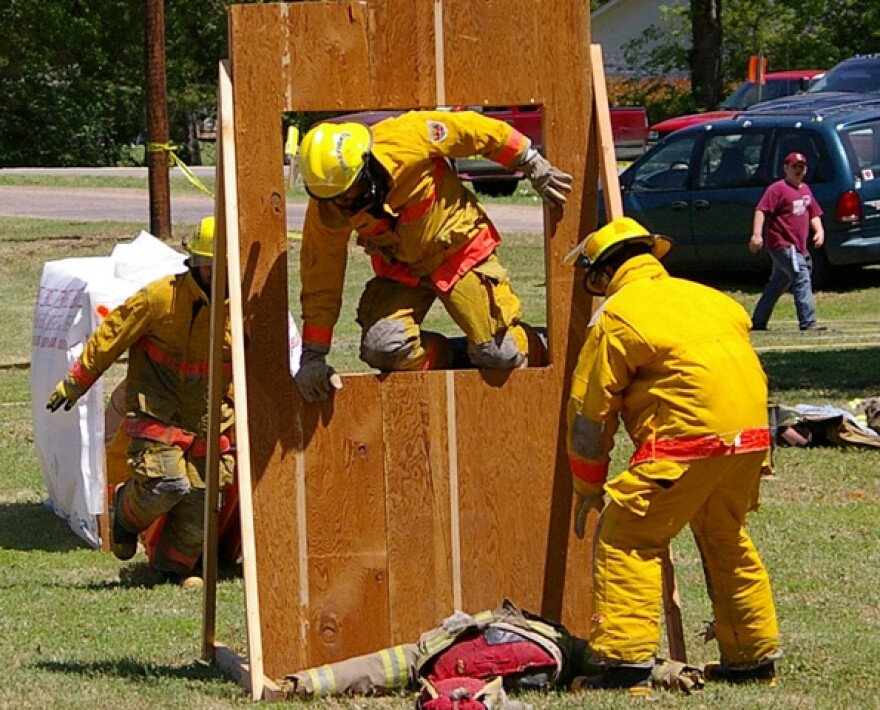Local fire departments compete against each other in the Area Fire Fighters Challenge at the Delta County Fair in Cooper last year. This year's Fair is scheduled for Saturday, April 14.