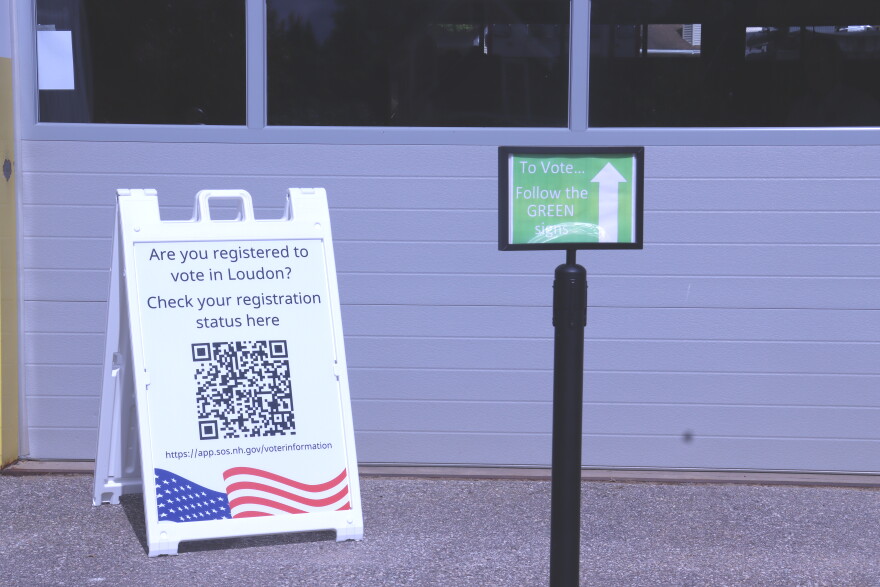 Entrance to the polls in Loudon, NH, located at the fire department, on Sept. 8, 2026.
