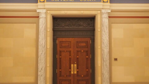 The entrance to Oklahoma Supreme Court chamber in the Oklahoma Capitol