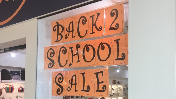A back-to-school sale sign