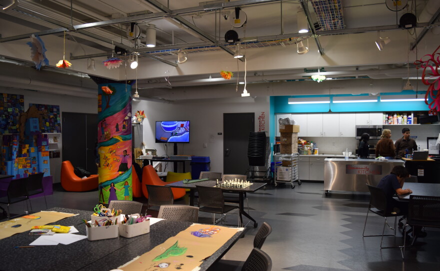 The basement of the library includes the Cargill Community Kitchen and many areas for people of all ages to do activities.