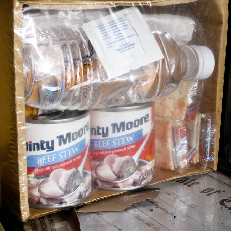 The House of Dance and Feathers features a display of supplies given to residents after Hurricane Katrina.