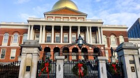 The Massachusetts Statehouse all dressed up for the end of 2018.