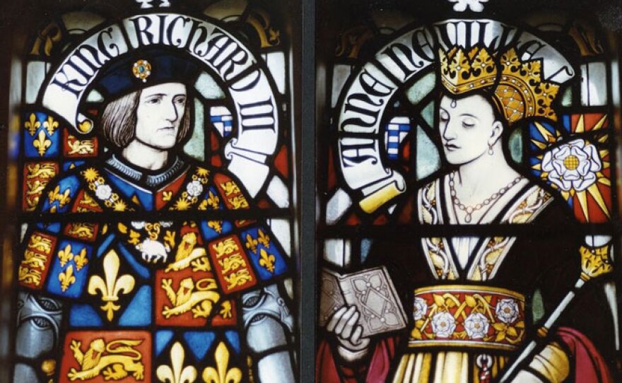 A glass portrait at Cardiff Castle shows King Richard III and his queen, Anne Neville, who died five months before her husband.