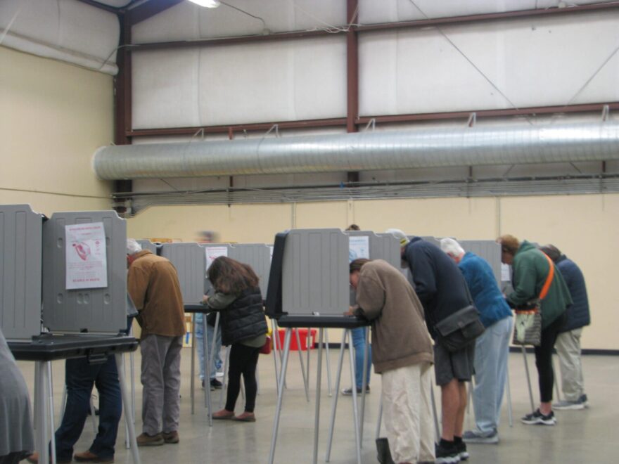 Voters cast ballots in Santa Fe County on Nov. 4, 2025. Common Cause NM and two NM registered voters say the federal government's push for New Mexico voter roll data threatens voting rights in the state.