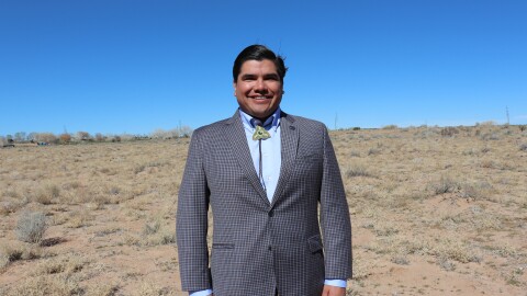 Mark Cruz, senior Health and Human Services advisor and citizen of the Klamath Tribes, poses for a portrait at the Pueblo of Sandia, in central New Mexico, near Albuquerque, on Friday, March 13, 2026.