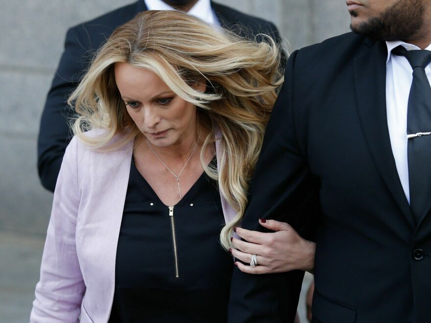 Adult film actress Stephanie Clifford, also known as Stormy Daniels, on April 16, 2018, in New York. Trump is facing criminal charges for hush money payments paid to Daniels in 2016.