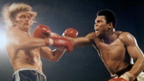 FILE - American Heavyweight Champion Muhammad Ali, right, launches an attack on Joe Bugner, British and European Heavyweight Champion, during their 12 round Heavyweight fight in Los Vegas, Nevada, on Feb. 14, 1973. (AP Photo, file)