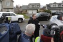 Ed Troyer, in his capacity as the Pierce County Sheriff's Department spokesman, is surrounded by news crews at a crime scene in 2018.