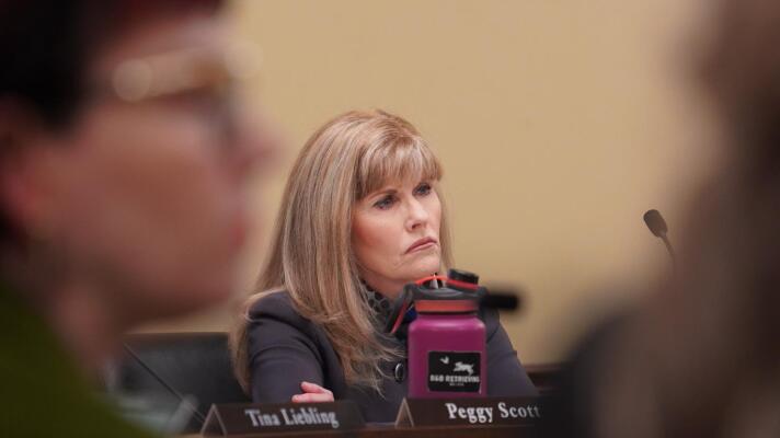 Rep. Peggy Scott, R-Andover, listens during a committee meeting in the Minnesota Legislature in March 2026.