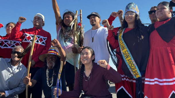Hualapai activists alongside Quechan Tribe members.