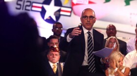 "Today" show host Matt Lauer looks on during the NBC News Commander-in-Chief Forum with Democratic presidential nominee, former Secretary of State Hillary Clinton on Sept. 7, 2016 in New York City. (Justin Sullivan/Getty Images)