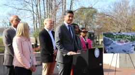 Cincinnati Mayor Aftab Pureval announcing a new design for the Brent Spence Corridor