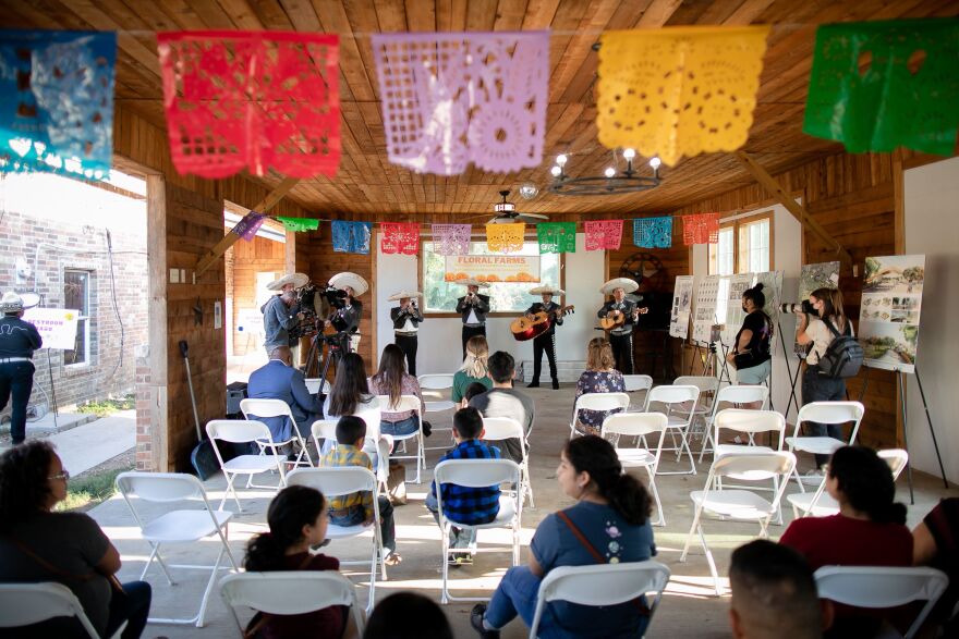 Mariachi Mi Tierra performed before the architects with HKS Inc. presented renderings of new park design for the community of Floral Farms.