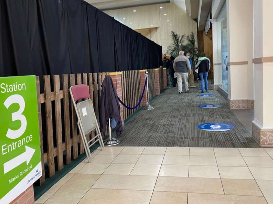 Paddock Mall in Ocala served as a vaccination site for Marion County seniors. Photo: Joe Byrnes, WMFE