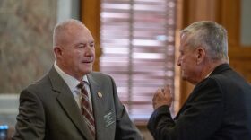 Rep. Rick James, a Republican veteran from La Cygne, supports legislation to allow for-profit companies to skim benefits from veterans in exchange for helping with paperwork, a service that nonprofits offer for free. He is seen here at a Jan. 12, 2026, committee hearing.