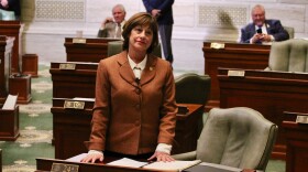 Sen. Jill Schupp, D-Creve Coeur, stands to speak on the first day of the 2018 Missouri General Assembly session.
