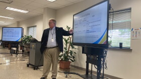 Winston-Salem/Forsyth County Schools Chief of Planning & Construction Darrell Walker explains that the new bond funds must be allocated for facilities projects by May 10. AMY DIAZ/WFDD