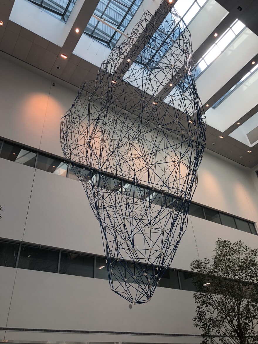 Artist Inigo Managlo Ovalle created 'BluBerg' an aluminum and plastic recreation of an iceberg for the Clinic.