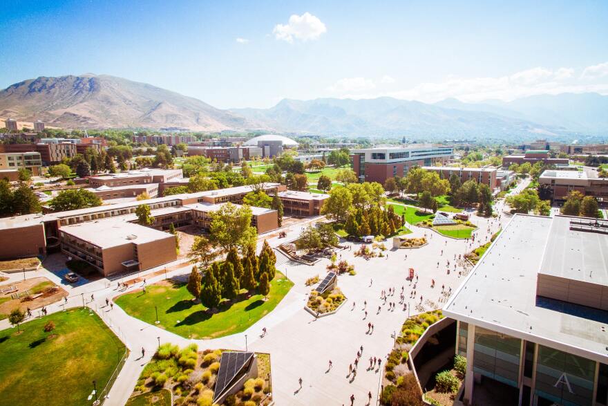 A view from the sky of the University of Utah campus. 