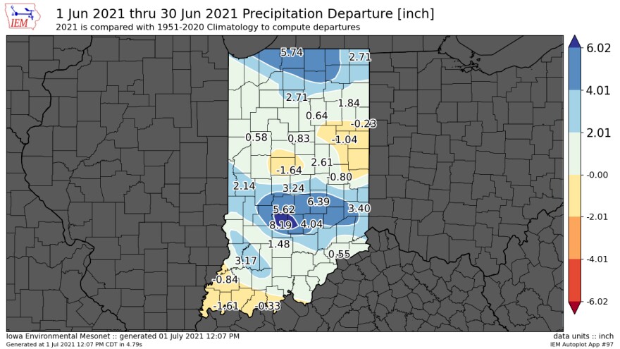 Indiana June rainfall