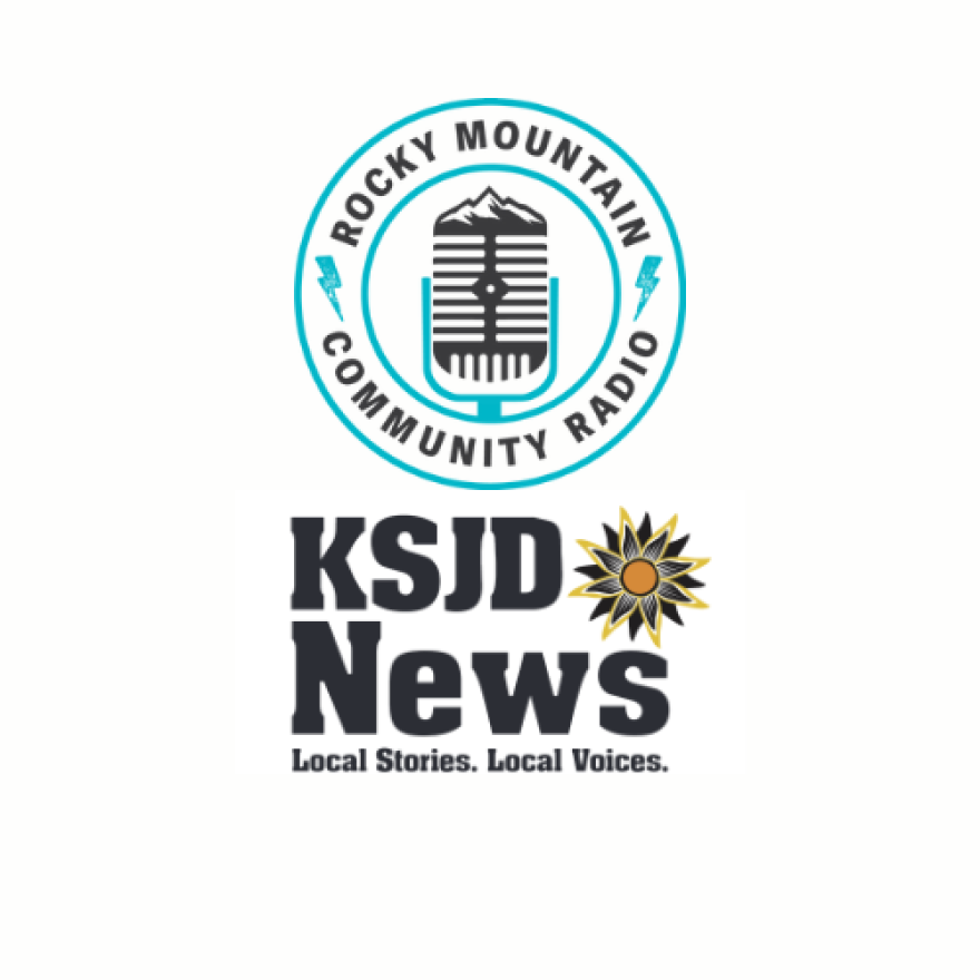 Logos of KSJD News and Rocky Mountain Community Radio