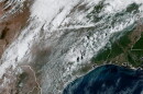 NOAA satellite image of Texas on Oct. 14, 2026, with a cold front on the way to San Antonio