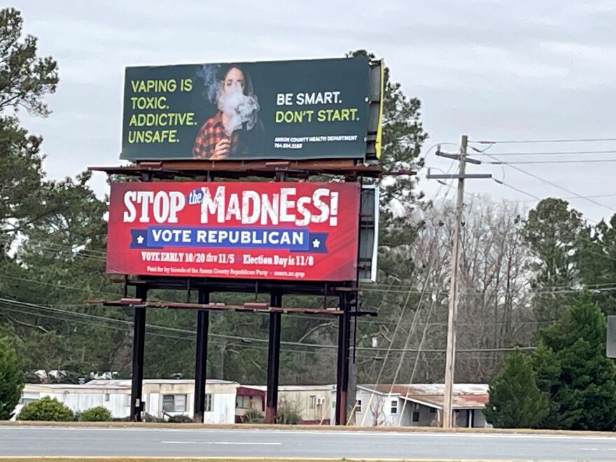 This billboard along U.S. 74 near Wadesboro generated lots of discussion leading up to the election.