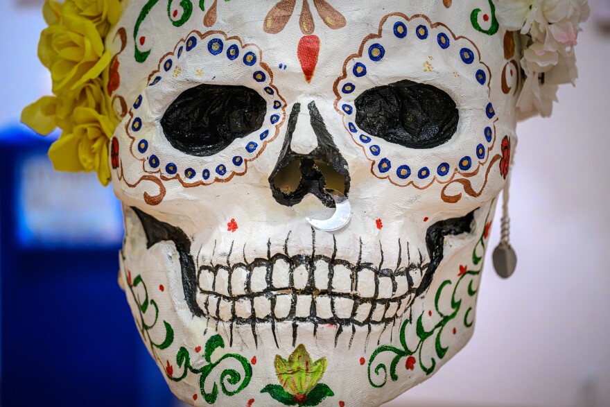 A Day of the Dead Catrina mask designed and build by New Haven’s Unidad Latina en Acción is one of the pieces on display as part of the Ballard Institute and Museum for their exhibit Somos Uno: Mexican and Mexican American Puppetry.