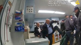 This image provided by the New York State Attorney General office shows body camera footage of correction officers beating a handcuffed man, Robert Brooks, at the Marcy Correctional Facility in Oneida County, N.Y., Dec. 9, 2024.