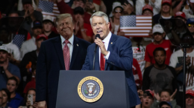 President Donald Trump rallied for Republican U.S. Senator Roger Marshall's reelection in Park City, Kansas Monday.