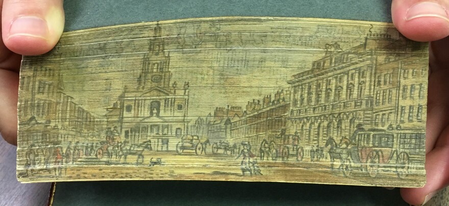 Gilbert Burnett's History of the Reformation of the Church of England showing the double fore-edge painting.