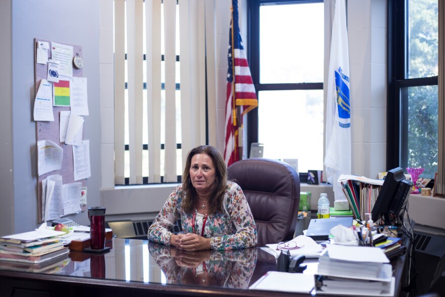 Diane Bauer the principal for the High School of Commerce in her office in Springfield, Massachusetts, on Tuesday, September 12, 2017. 